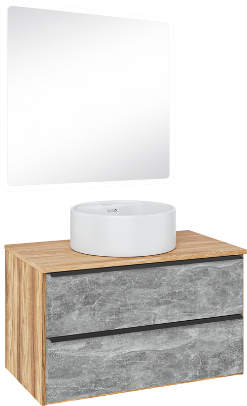 Мебель для ванной комнаты Runo Мальта 85 дуб, серая, раковина Sole 40