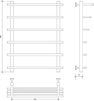 Полотенцесушитель водяной Secado Турин 6 80х50х60 80x60 см, бронза, лесенка, латунь, с полкой
