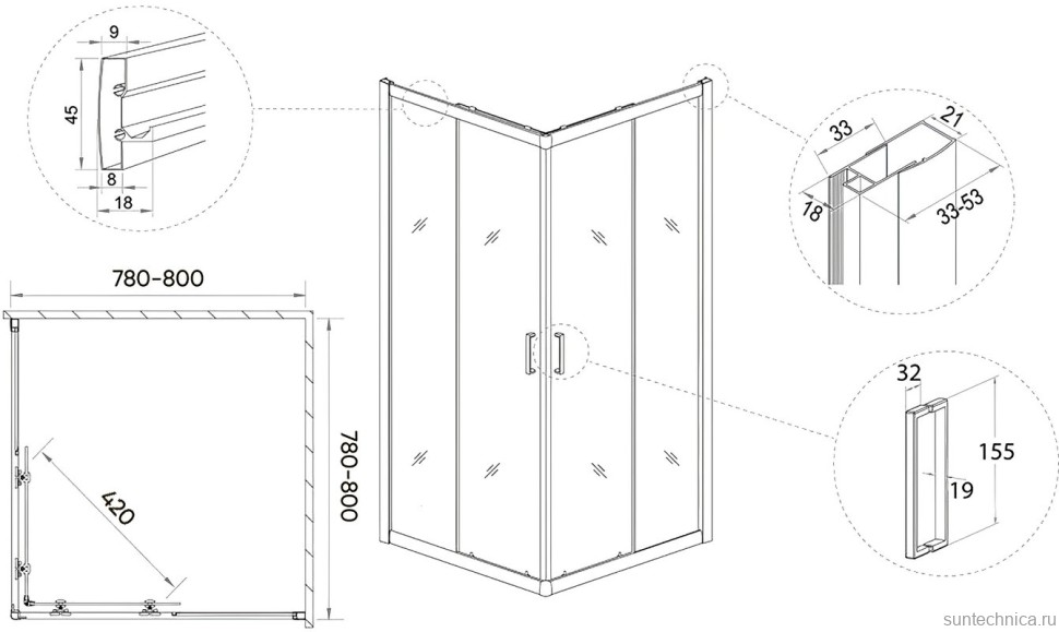 Душевой уголок Veconi Rovigo RV-13 80x80