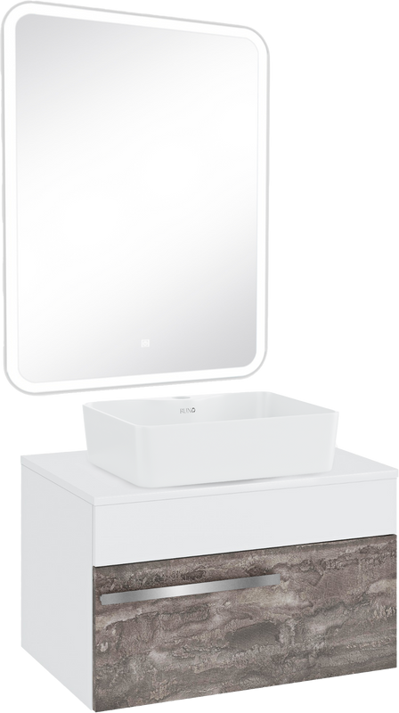Мебель для ванной комнаты Runo Вудлайн 65 железный камень, раковина Lavello 50