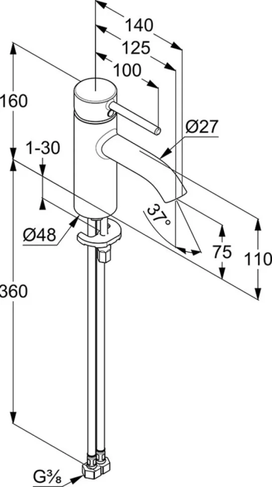 Смеситель для раковины Kludi Bozz 382720576 хром