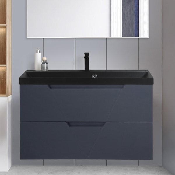 Тумба с раковиной BelBagno Vittoria 100 подвесная, grigio opaco, белая глянцевая раковина