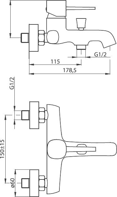 Смеситель для ванны с душем Damixa Sirius 861000000