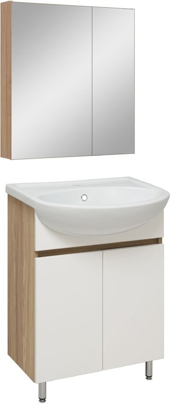 Тумба под раковину без столешницы Runo Лада 60 напольная, блэквуд, белая