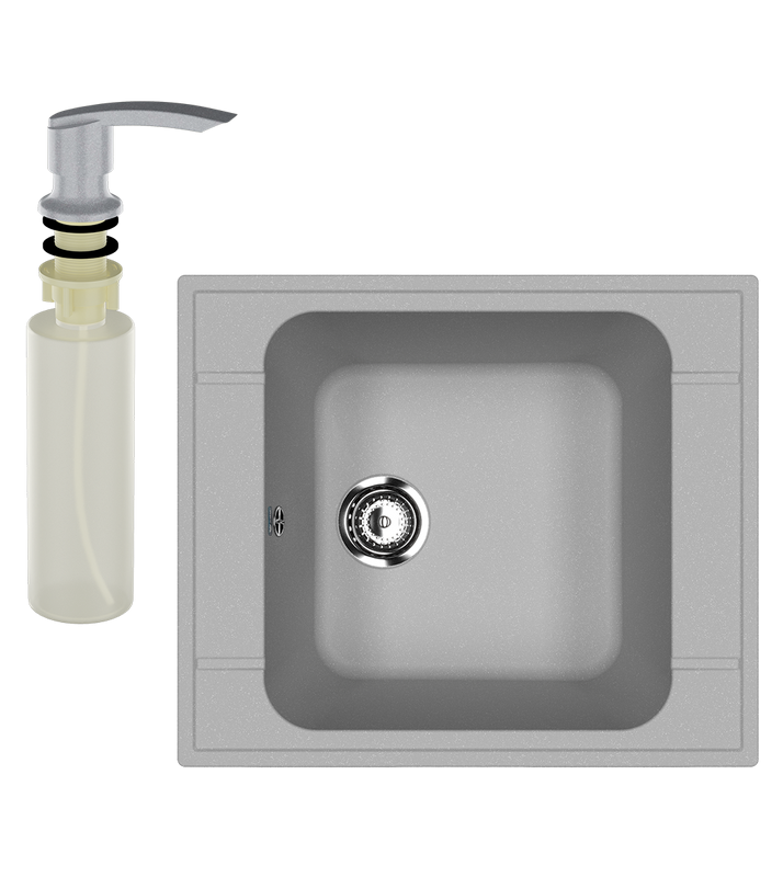 Мойка кухонная Ulgran U-604 342 графит + дозатор U-02 графит