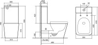 Унитаз-компакт напольный SantiLine SL-5028 безободковый, с микролифтом, система смыва Tornado