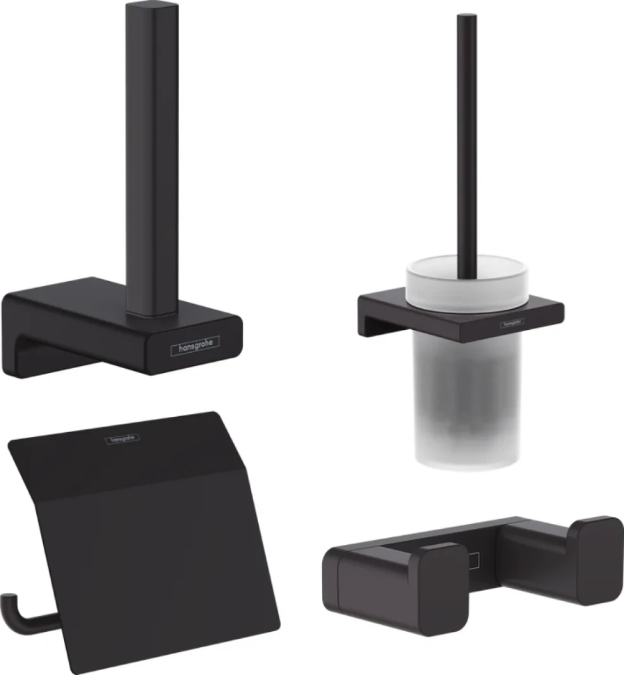 Набор Ершик Hansgrohe AddStoris 41752670 матовый черный + Держатель 41753670 матовый черный + Держатель 41756670 матовый черный + Крючок 41755670 двойной, матовый черный