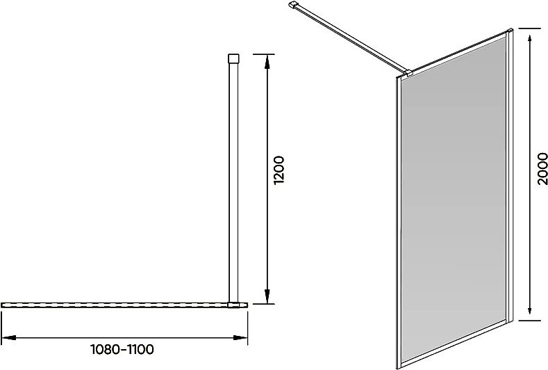 Душевая перегородка Veconi Korato KR81B-110-01-C8 110 см