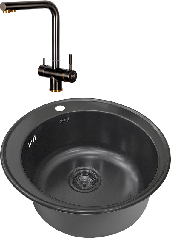 Комплект Мойка Zorg Light + Смеситель Inox SZR-7039 BR/GRAFIT бронза графит