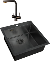 Комплект Мойка Zorg Light + Смеситель Inox SZR-7039 BR/GRAFIT бронза графит