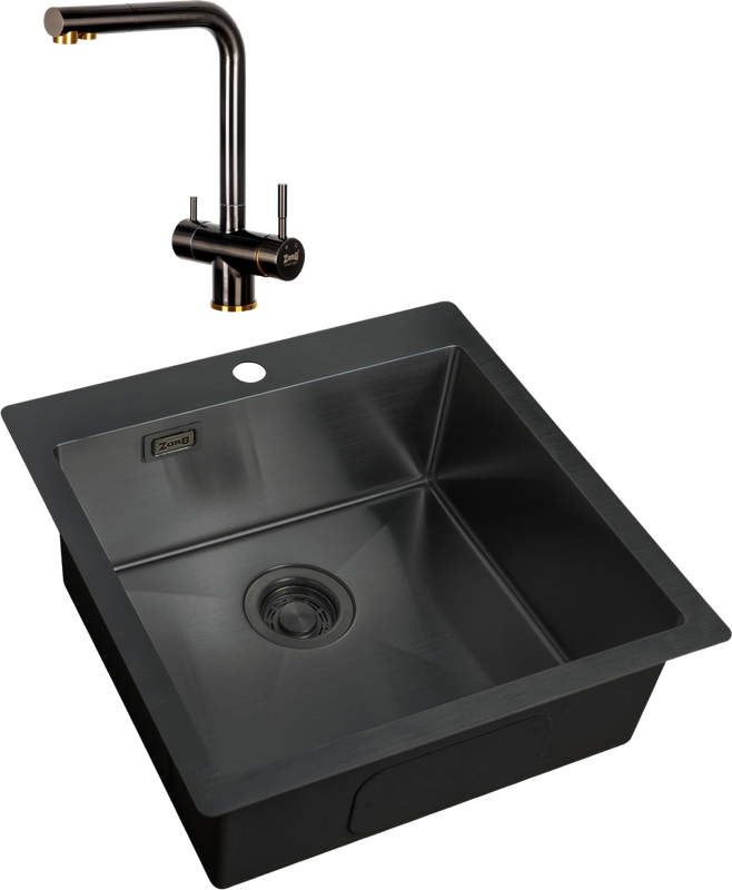 Комплект Мойка Zorg Light + Смеситель Inox SZR-7039 BR/GRAFIT бронза графит