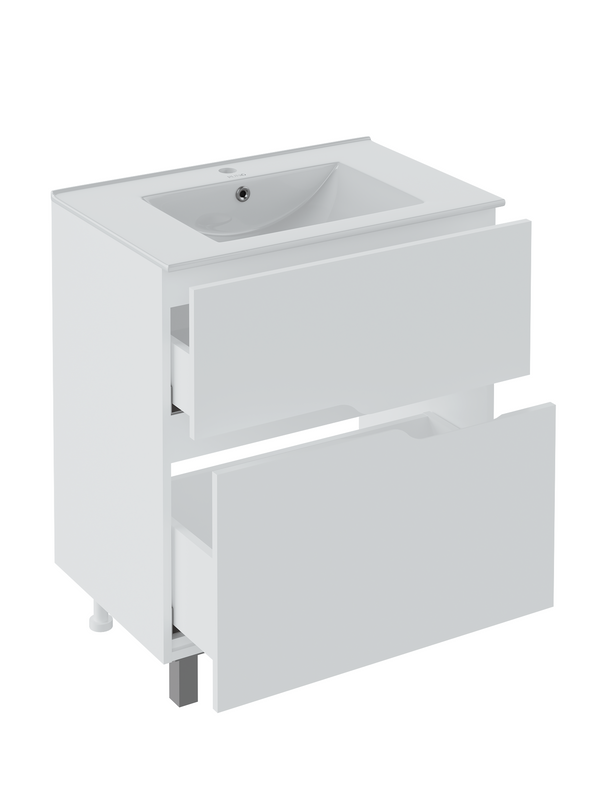 Тумба с раковиной Runo Палермо 60 напольная, глянцевая белая