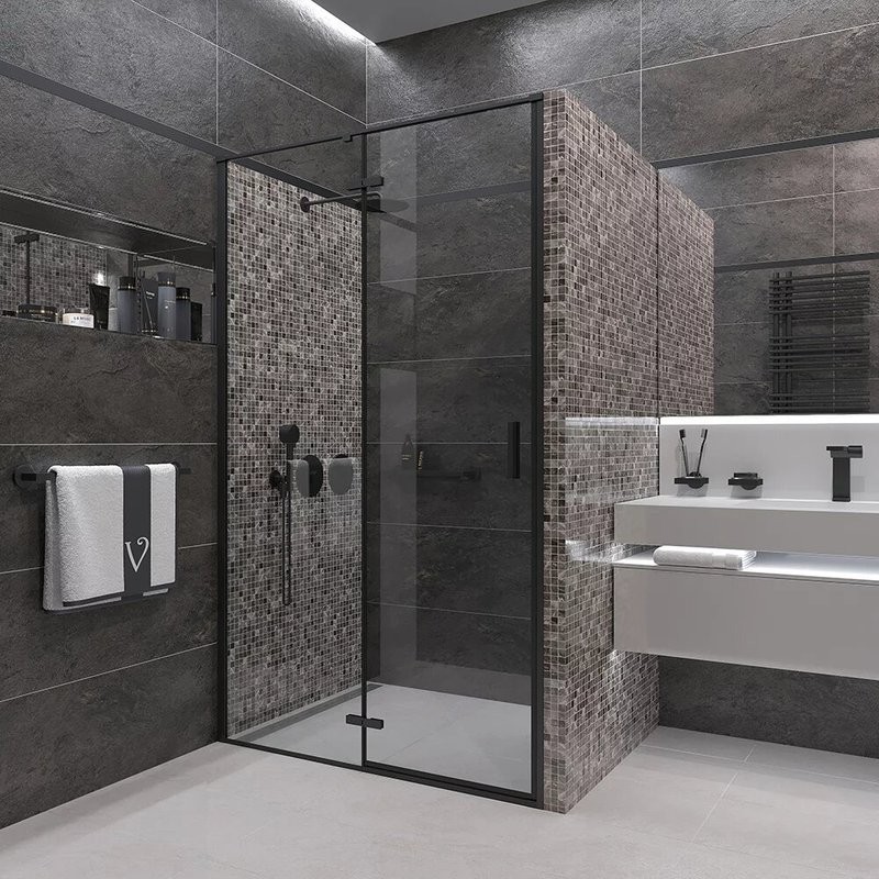 Душевая дверь в нишу Veconi Vianno VN-73B 120 см, профиль черный