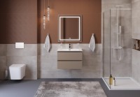 Тумба с раковиной BelBagno Kraft 70 подвесная, матовая бежевая, раковина bb700etl