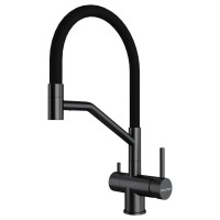 Смеситель для кухни Paulmark Rubert Ru213175-GM с гибким изливом, вороненая сталь