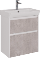 Тумба под раковину Lemark Combi 60 бетон, белая глянцевая