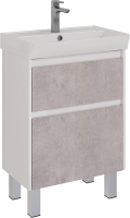Тумба под раковину Lemark Combi 60 бетон, белая глянцевая