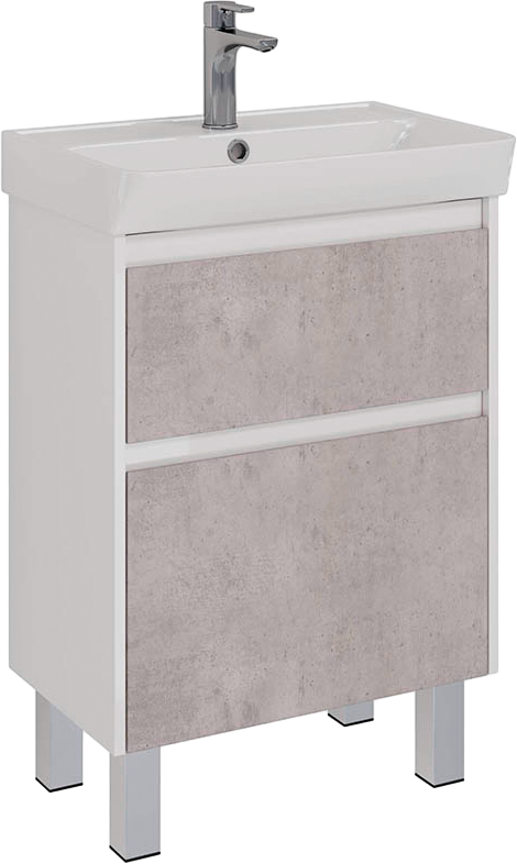 Тумба под раковину Lemark Combi 60 бетон, белая глянцевая
