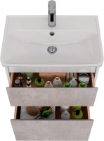 Тумба под раковину Lemark Combi 60 бетон, белая глянцевая