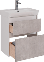 Тумба под раковину Lemark Combi 60 бетон, белая глянцевая