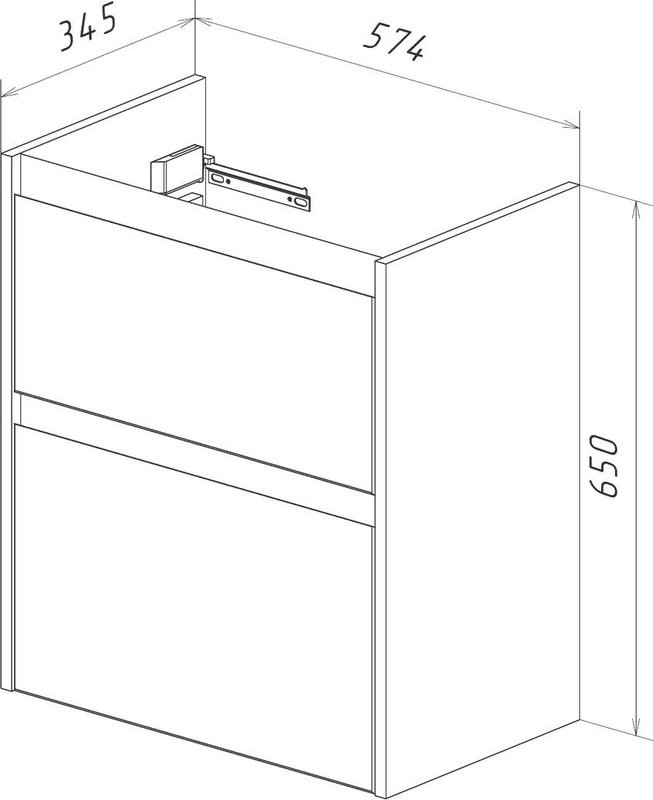Тумба под раковину Lemark Combi 60 бетон, белая глянцевая
