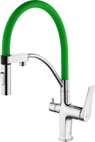 Смеситель для кухни Lemark Comfort LM3074C-Green с гибким изливом, хром, зеленый