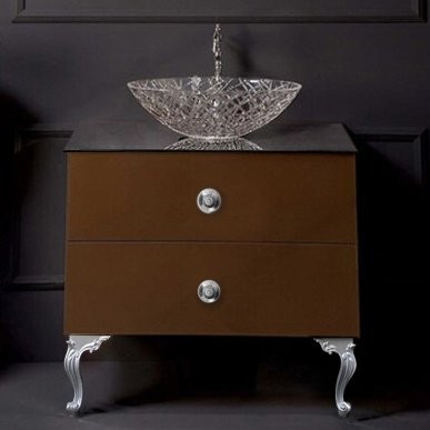 Тумба с раковиной Armadi Art NeoArt 80 шоколад с ручками Flora хром, с ножками