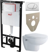 Комплект Унитаз подвесной Duravit D-code 45700900A1 безободковый + Инсталляция AlcaPlast A101 Sadromodul + Кнопка ALCA M70 белая + Звукоизоляция