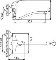 Смеситель с длинным изливом для ванны Frap H02 F2102-B Смеситель с длинным изливом для ванны Frap H02 F2102-B