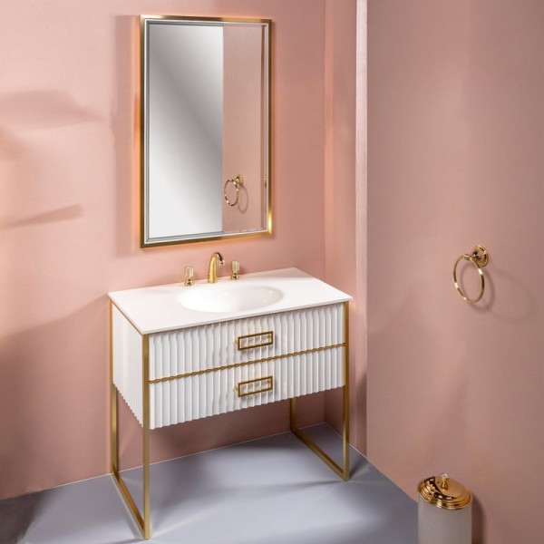 Мебель для ванной комнаты Armadi Art Monaco 100 белая, золото