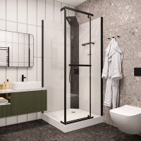Душевая кабина Ceruttispa Mimi MiMi90B 90x90, профиль черный