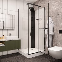 Душевая кабина Ceruttispa Mimi MiMi90B 90x90, профиль черный