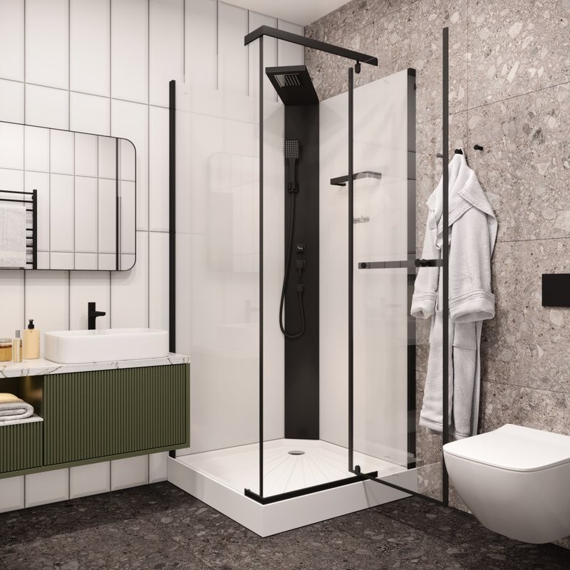 Душевая кабина Ceruttispa Mimi MiMi90B 90x90, профиль черный