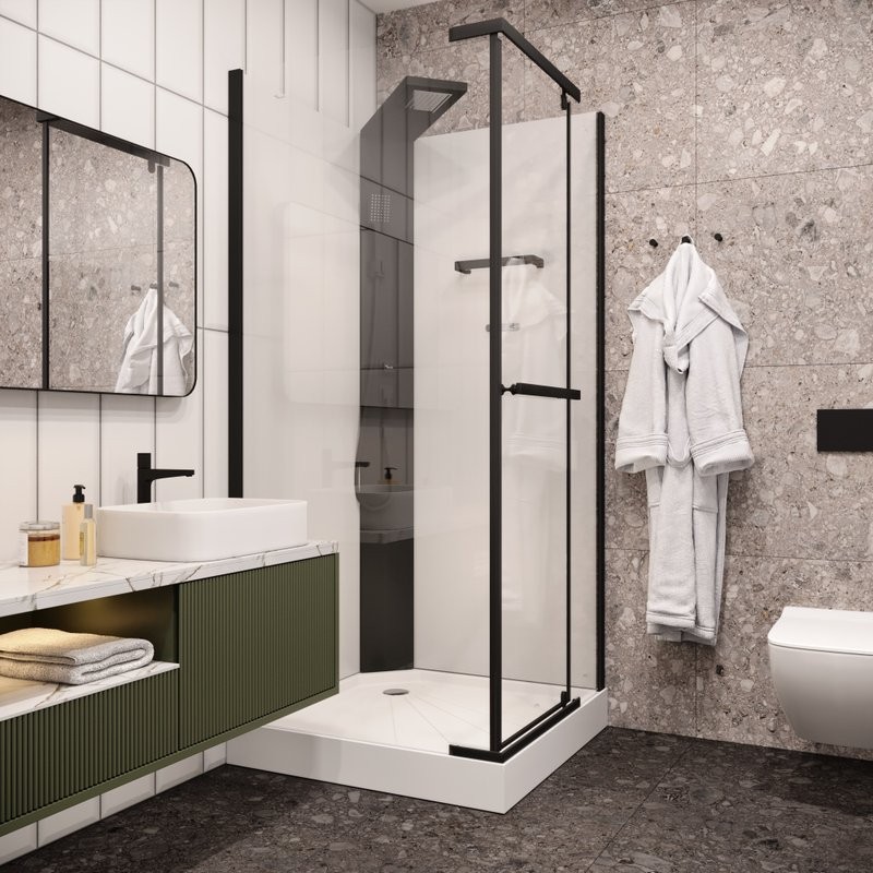 Душевая кабина Ceruttispa Mimi MiMi90B 90x90, профиль черный