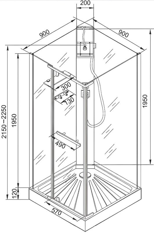Душевая кабина Ceruttispa Mimi MiMi90B 90x90, профиль черный