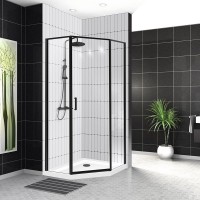 Душевой уголок BelBagno Uno 195 P 1 90 C Nero профиль черный, стекло прозрачное