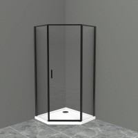 Душевой уголок BelBagno Uno 195 P 1 90 C Nero профиль черный, стекло прозрачное