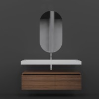 Мебель для ванной комнаты Armadi Art Flat 140 подвесная, dark oak, 2 тумбы 60 и 80