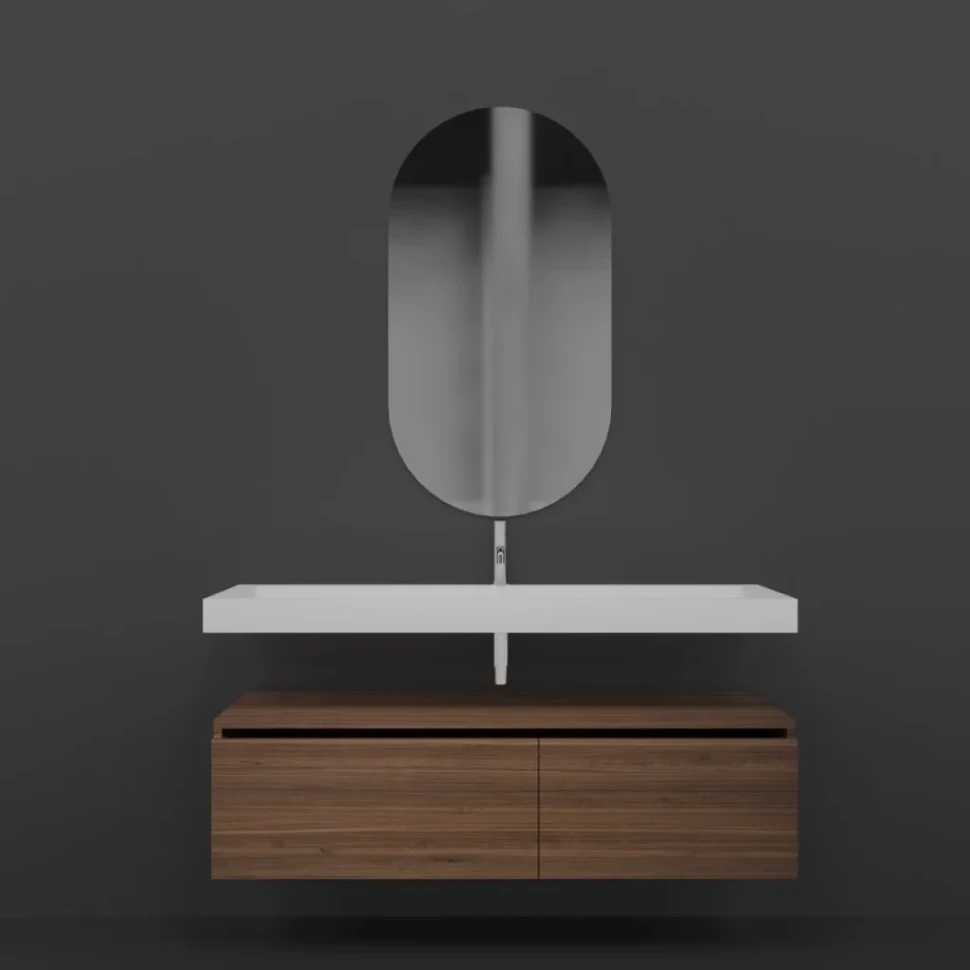 Мебель для ванной комнаты Armadi Art Flat 140 подвесная, dark oak, 2 тумбы 60 и 80