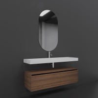 Мебель для ванной комнаты Armadi Art Flat 140 подвесная, dark oak, 2 тумбы 60 и 80