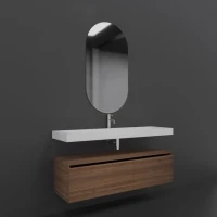 Мебель для ванной комнаты Armadi Art Flat 140 подвесная, dark oak, 2 тумбы 60 и 80