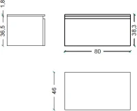 Мебель для ванной комнаты Armadi Art Flat 140 подвесная, dark oak, 2 тумбы 60 и 80
