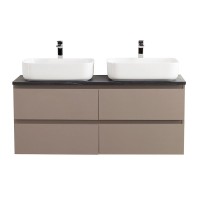 Тумба под раковину со столешницей BelBagno Kraft 120 подвесная, матовая бежевая, столешница kep-120-2-mno, для двоих