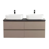 Тумба под раковину со столешницей BelBagno Kraft 120 подвесная, матовая бежевая, столешница kep-120-2-mno, для двоих