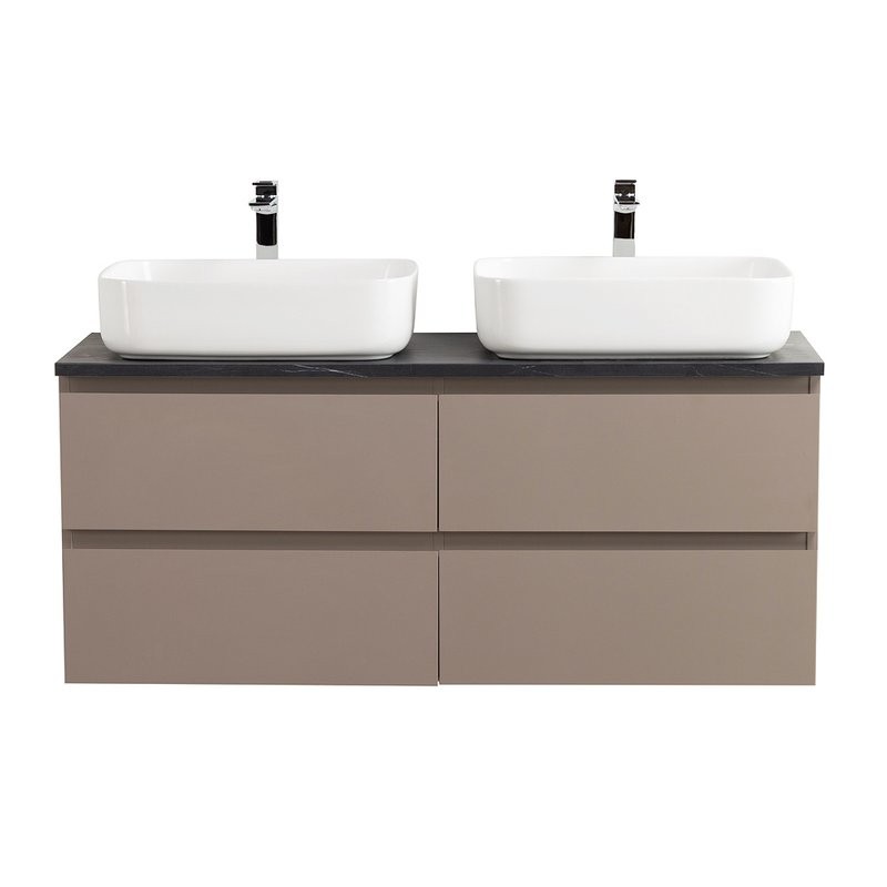 Тумба под раковину со столешницей BelBagno Kraft 120 подвесная, матовая бежевая, столешница kep-120-2-mno, для двоих