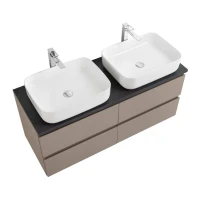 Тумба под раковину со столешницей BelBagno Kraft 120 подвесная, матовая бежевая, столешница kep-120-2-mno, для двоих