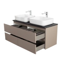 Тумба под раковину со столешницей BelBagno Kraft 120 подвесная, матовая бежевая, столешница kep-120-2-mno, для двоих