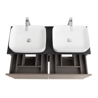 Тумба под раковину со столешницей BelBagno Kraft 120 подвесная, матовая бежевая, столешница kep-120-2-mno, для двоих