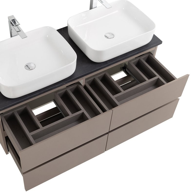 Тумба под раковину со столешницей BelBagno Kraft 120 подвесная, матовая бежевая, столешница kep-120-2-mno, для двоих