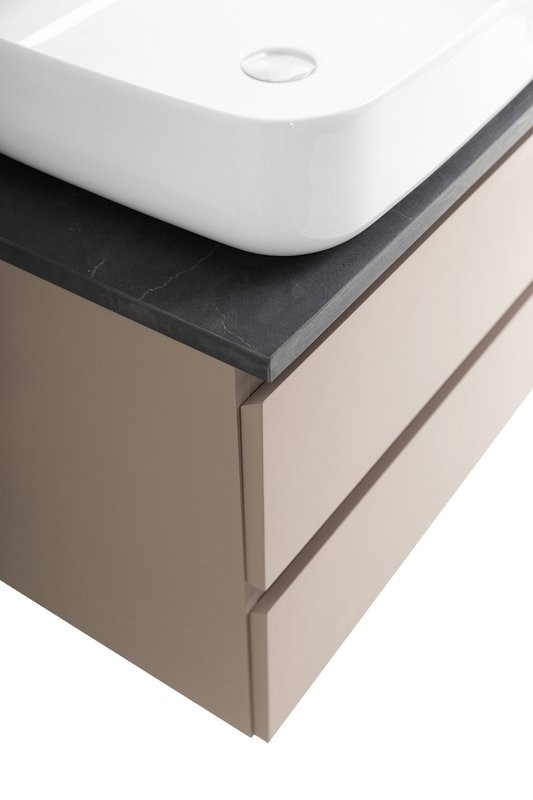 Тумба под раковину со столешницей BelBagno Kraft 120 подвесная, матовая бежевая, столешница kep-120-2-mno, для двоих